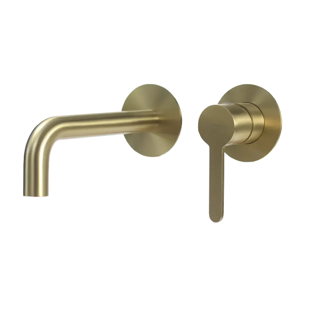 Meissen Attivo Wall Mounted Basin Mixer Satin Brass