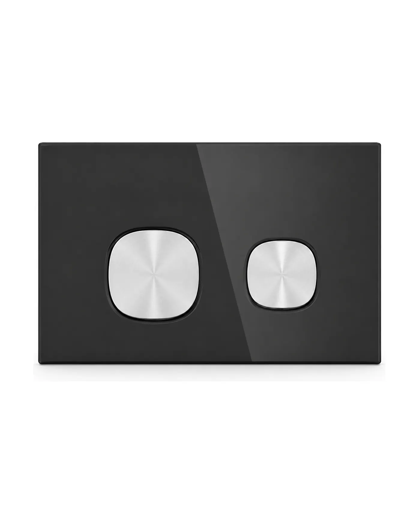 Dual Flush Actuator Plate in Black & Silver