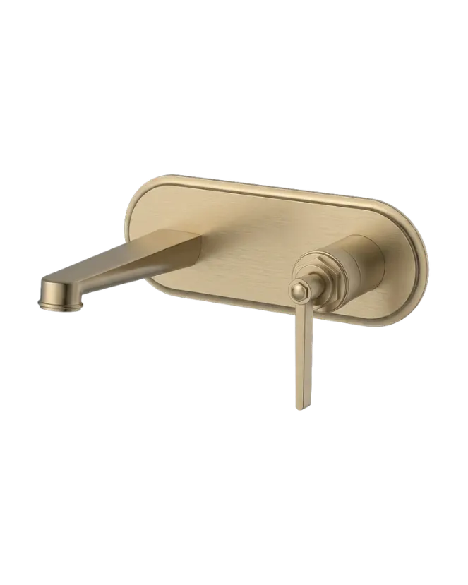 Sera Wall-Type Basin Mixer (Single Plate) in Satin Brass