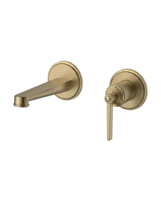 Sera Wall-Type Basin Mixer (Two-Piece) in Satin Brass