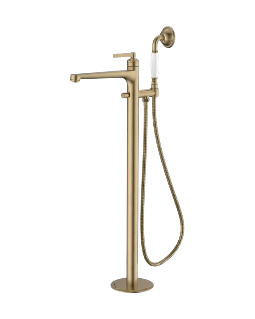 Sera Freestanding Mixer in Satin Brass