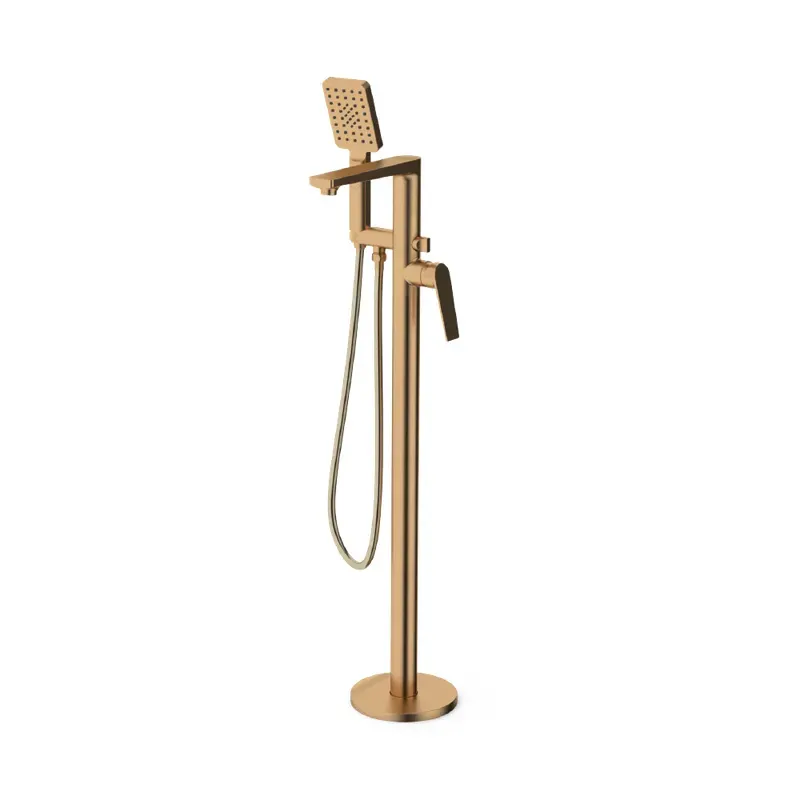 Vita freestanding bath mixer in Satin Brass