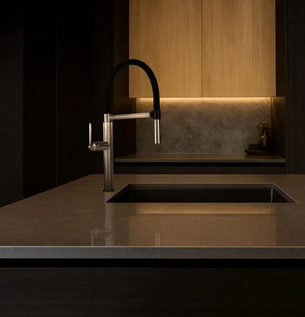 Sophisticated kitchen design featuring high-end Meissen accessories.
